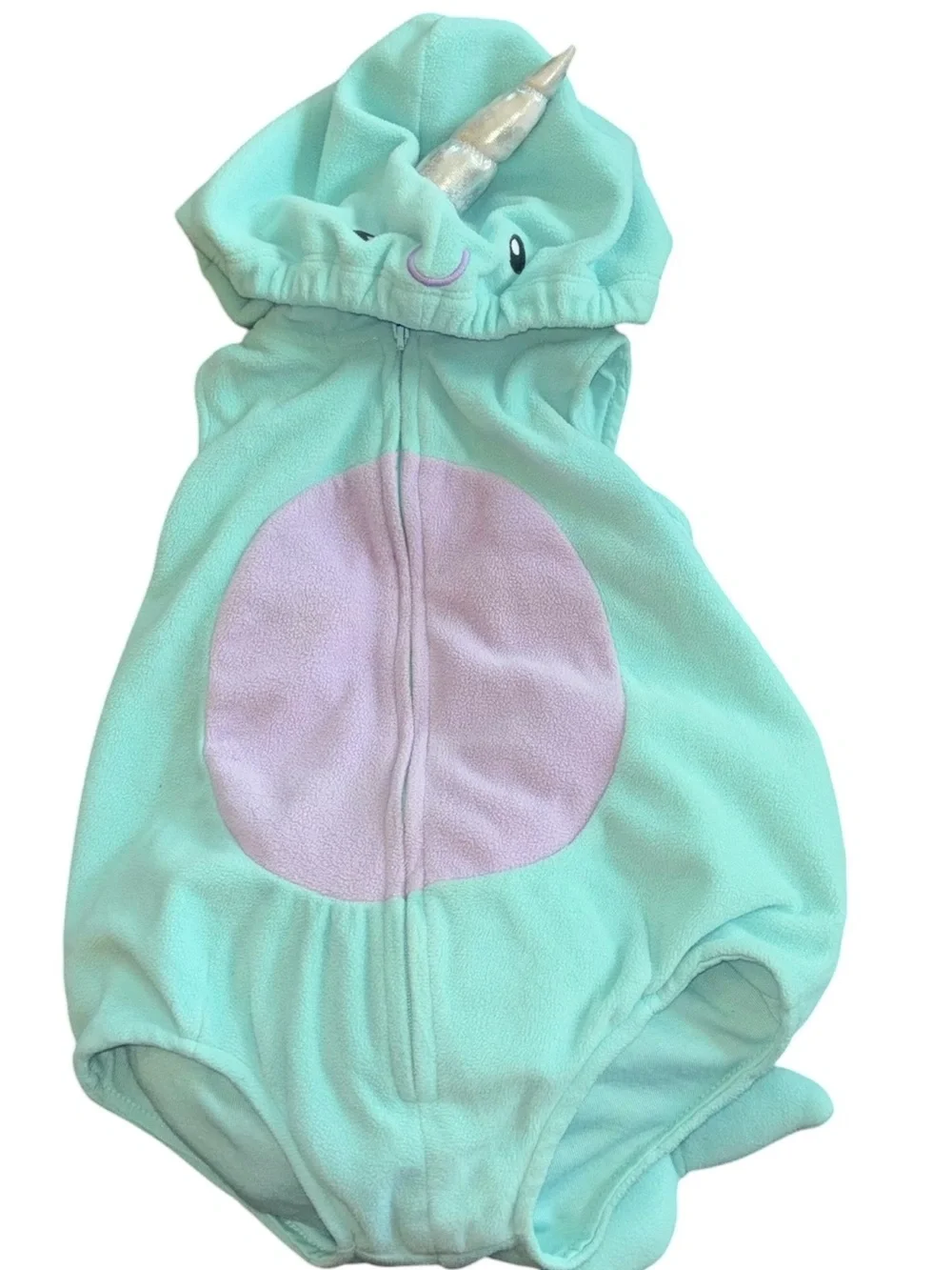 Carter's Baby Narwhal Halloween Costume Sz 12MO Cozy Zip Up Hoodie Warm Dress Up